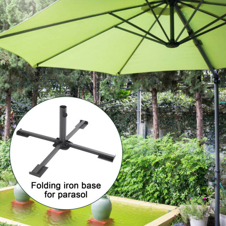 Metal Foldable Garden Parasol Cross Base, Black Cantilever Umbrella ...