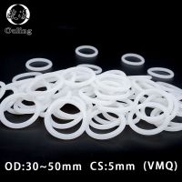 ♈❈♗ 5PCS/lot White Silicon Ring Silicone/VMQ O ring 5mm Thickness OD30/35/40/45/50mm Rubber O ring Seal Rings Oil Gasket Washer