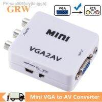 Grwibeou Mini VGA TO AV Converter VGA2AV Convertor with 3.5mm Audio VGA To RCA Video Converter For PC to TV HD Computer to TV