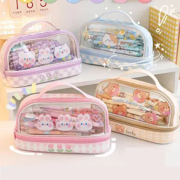Kawaii Pencil Case Aesthetic Cute Pencil Cases for Girls Clear Large  Capacity Pencil Pouch Kawaii School Supplies Kids Gift