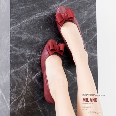 รองเท้าหนังแกะ รุ่น Milano Redwine color (สีแดงไวน์)