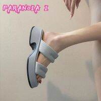 ▨◈ PARANOIA I รองเท้าแตะของผู้หญิงสวมด้านนอกฤดูร้อนสไตล์ร้อนสุทธิสีแดงทั้งหมดตรงกับรองเท้าแตะคำพื้นหนากันลื่นและรองเท้าแตะ