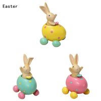 Resin Bunny Sitting Eggshell Decorations Spring Easter Figurines Tabletopper Accessories for Party Home Holiday Garden Ornament