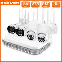 BESDER 4CH ไร้สาย PTZ Bullet ระบบกล้องวงจรปิด Mini Kit NVR Wi-Fi พร้อม 2CH PTZ 2CH Bullet กลางแจ้ง 3MP AI กล้อง IP ระบบรักษาความปลอดภัยการเฝ้าระวังวิดีโอ