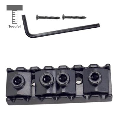 ‘【；】 Tooyful Black Zinc Alloy String Locking Lock Nut Kit Tools With 1 Wrench 2 Screws For 7 String Electric Guitar Parts DIY