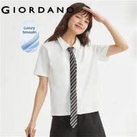 GIORDANO ผู้หญิง ผ้าฝ้ายถักผ้าสองด้านปักกระดุมแถวเดียวแขนสั้นโปโล Free Shipping 05313396