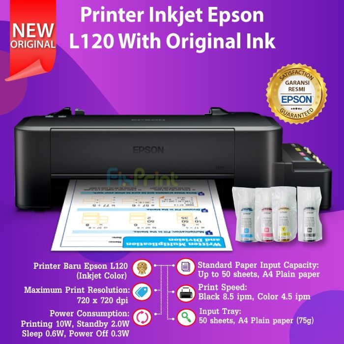 Printer Epson L121 L120 Hitam Print Warna Infus Modif Ink Tank Pabrik Resmi Lazada Indonesia 7813