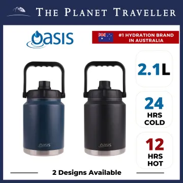 Oasis 1.2L Insulated Mini Jug Stainless Steel w/ Carry Handle - Black