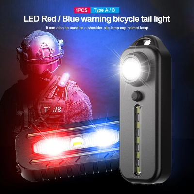 LED Red Blue Shoulder Light with Clip USB Charging Flashing Warning Safety Flashlight Torch Bike Warn LANTERN Light