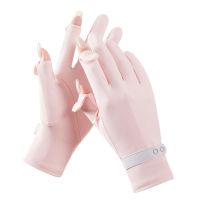 2022 Womens Short Spring Summer Cycling Half Finger Thin Cotton Sun Protection Anti-UV Sunscreen Driving Gloves