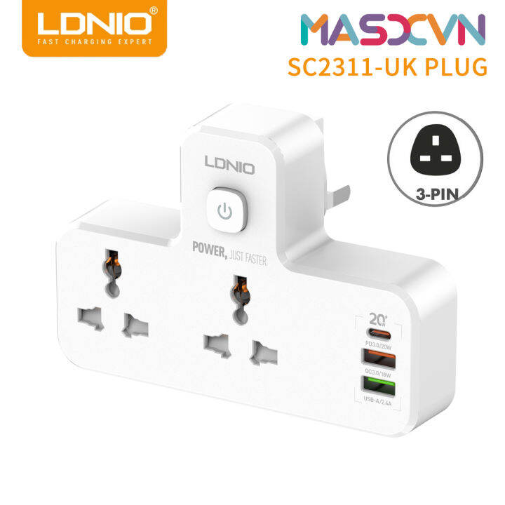 LDNIO SC2311 UK PLUG Power Strip British Standard Multifunctional Plugin Board Usb Socket