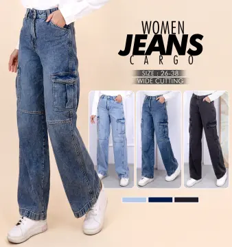 Fashion (dark Blue)Big Pocket Baggy Denim Cargo Pants Women Blue