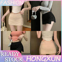 HONGXUN ชุดเวอร์ชันเกาหลีฤดูร้อนกระโปรง Bodycon ผู้หญิงกระโปรง Bodycon สีพื้น