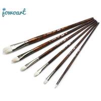 Jowoart ผมผสม 6 pcs สีดำทองแดงหลอดไม้ Rod แปรงสีน้ำอะคริลิกชุดแปรงสำหรับวาดอุปกรณ์วาดรูปศิลปะ