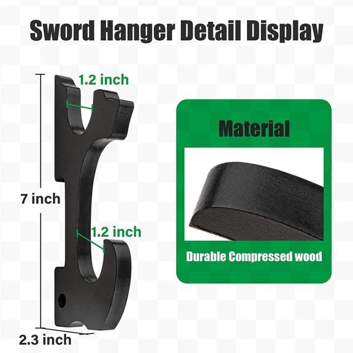 sword-wall-mount-2-set-1-tier-padded-hook-katana-holder-adjustable-display-hanger-for-samurai-sword-tanto