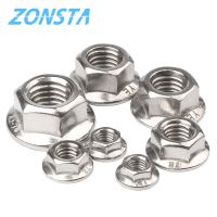 【CC】 Hexagon Flange Nuts M4 M5 M12 M16 M20 304 Pinking locking nut DIN6923 Serrated Spinlock