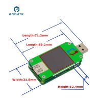 【2023 NEW】 UM24C UM24 USB 2.0 Full-Color Screen Display DC Voltmeter Ammeter Tester with 1.44 inch LCD Display for Mobile Phone Repair