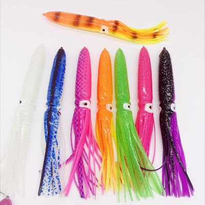 【hot】┅▼✧ 22cm Trolling Fishing Lures Soft Squid Skirts Jigging Bait Tuna
