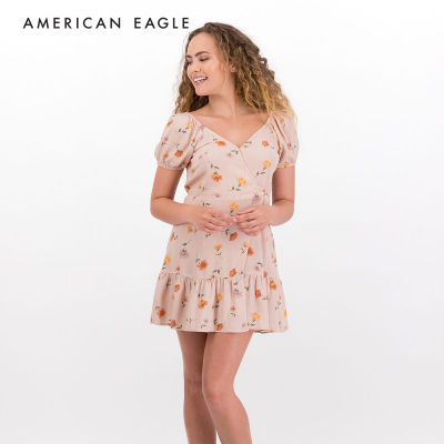 American Eagle Puff-Sleeve Wrap Dress ชุดเดรส ผู้หญิง (EWDR 039-6076-823)