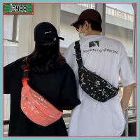 JAYQQ ไนลอนทำจากไนลอน กระเป๋าคาดอก จุได้มาก ฮิปฮอป กระเป๋า Crossbody เทรนด์สบายๆ กันน้ำกันน้ำได้ กระเป๋าคาดเอว ใช้ได้ทุกเพศ