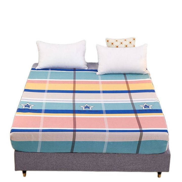 ผ้าปูที่นอนพอดีพิมพ์ลายผ้าฝ้าย100-1ชิ้นผ้าคลุมฟูกผ้าปูที่นอนลิินินเตียงเด็กผ้าปูที่นอนสี่มุมสำหรับเตียงคู่