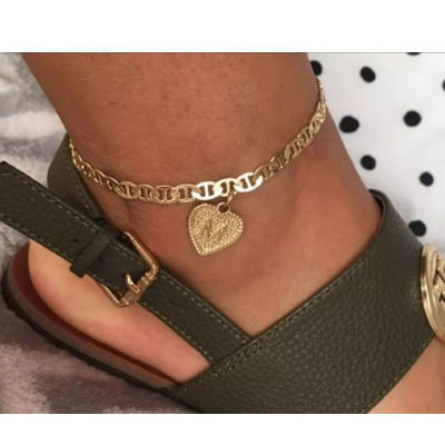 Delicate Heart Initials Anklets For Women Ankle Bracelet Gold Plated Zircon Letter Beach Accessories Boho Jewelry Gifts Headbands
