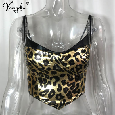 y halter Leopard print summer corset crop top women y2k vintage clothes cropped cute womens tops lette club party tank top