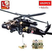 692PCS Military Medical Rescue Helicopter Bricks Folding Wings Weapon Air Force UH-60L Building Blocks Educational Toys for Kids