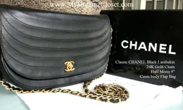 chanel bag black gold chain