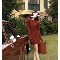 Spot parcel post2022 Autumn and Winter New Knitted Dress Womens Mid-Length Hip-Wrapped Sweater Inner Wear Small Base Short Skirt