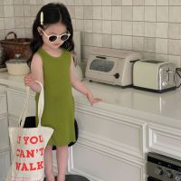 Children Clothing Dress 2023 Korean Girls Knitted Vest Elastic Sundress Sleeveless Casual Solid Simple Dress for Girls  by Hs2023