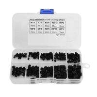 DIN916 Flat Head Screw Box Kit M3-M8 Black Alloy Steel Hexagonal Thread for Repairing Door Handles 240Pcs