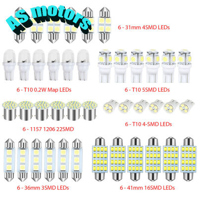 ชุดผสม Led ไฟภายในรถยนต์42ชิ้นหลอดไฟสำรองโดม LED 31มม. 36มม. 41มม. T10 1157 12V 6000K