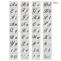 OOTDTY 36pcs/set Letter Alphabet Stencil Wall Painting Wood DIY Drawing Template Craft Rulers  Stencils