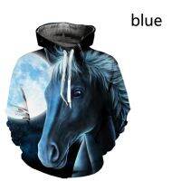 Sudadera con capucha de Caballo loco para hombre y mujer, suéter de Animal de moda, jersey de Hip Hop, estampado 3D