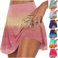 Elegant Skirts For Women Vacation Slim Fit Loose Gradient Color Inner Shorts Sports Skirt Women Summer Clothes For Women Faldas