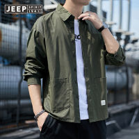 JEEP จิตวิญญาณเสื้อเชิ้ตแขนยาวสไตล์เกาหลีสำหรับผู้ชาย,เสื้อเชิ้ตแขนยาวเจ็ดส่วนแฟชั่นฤดูใบไม้ผลิและเสื้อยืดผู้หญิงแฟชั่นแจ็คเก็ตทรงหลวม