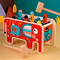 Montessori Toddlers Kids Wooden Pounding Bench Animal Bus Toys Early Educational Set Gifts For Children Toy Musical Instrument