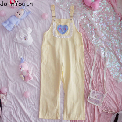 Joinyouth Jumpsuit Women Summer Thin Cute Sweet High Waist Wide Leg Pants Loose Cotton Rompers Korean Fashion Solid Overalls