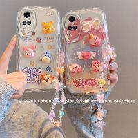 Phone Case เคส VIVO Y31 Y51A Y51 Y53s Y50 Y30 Y30i Y19 Y17 Y15 Y12 สีน่ารักรูปตุ๊กตาตัวการ์ตูนแบบภาพสามมิติพร้อมสร้อยข้อมือดอกไม้ซิลิโคนนิ่มกันกระแทก2023