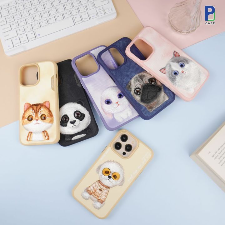 case-nimmy-เคสไอโฟน-เคสผ้าปักรูปสัตว์-ปักลาย3d-สำหรับ-14promax-14pro-14-13promax