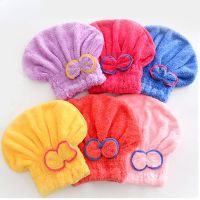 Microfibre Quick Hair Drying Bath Spa Bowknot Wrap Towel Hat Cap for Bath Bathroom Accessories Shower Cap for Women Hair Cap