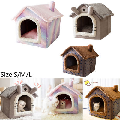 Detachable dog house Cat bed pet bed Semi-enclosed dog house cat bed pet house Pink Starry Pet House Plush Sleep Pet Nest SML