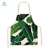 Green Tropical Palm Pattern Cleaning Kitchen Aprons Home Tropical Plants Cooking Pinafore Adult Kids Bibs Baking Accessories Aprons