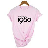 Vintage 1980 Letter Print Fashion Women T-shirt Birthday Party T Shirts Women Short Sleeve Tees Tops Camisetas Mujer QTT7