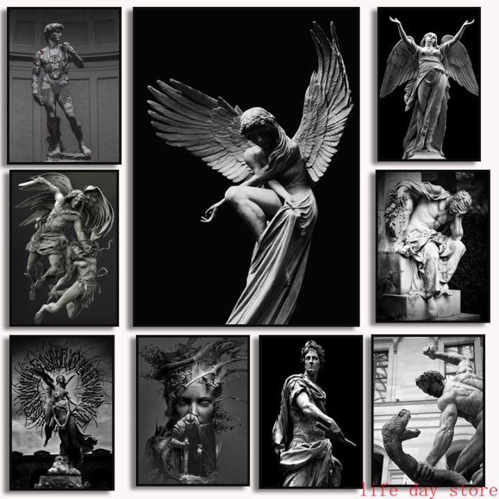 vintage-greek-mythology-david-โปสเตอร์ประติมากรรมปีกภาพวาดผ้าใบ-wall-art-รูปปั้น-liberty-สำหรับห้องนั่งเล่นตกแต่งบ้าน-new