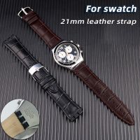 High Quality Black Brown 21mm Genuine Leather WatchBand For Swatch YVS400 YVS451 YVB404 cowhide Belt strap mens accessories