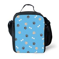 【YOYO Household Products】 Dog Paw พิมพ์ถุงอาหารกลางวันแบบพกพากล่องฉนวนความYOYO Household Products Tote Meal Bag Pouch Lunch Storage Case Family Picnic Food Bag