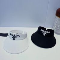 ?Beautiful Boutique?2023 PradaˉSummer New Sunshade Hat Letter Sunscreen Sunshade Beach Hat Simple No Top Hat A must-have piece for dressing up