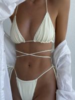 Ribbed Bikini Sets Triangle Swimsuit Women Solid Color Swimwear 2023 Sexy Bikinis Micro Thong Bandage Biquini Mujer Swimsuits